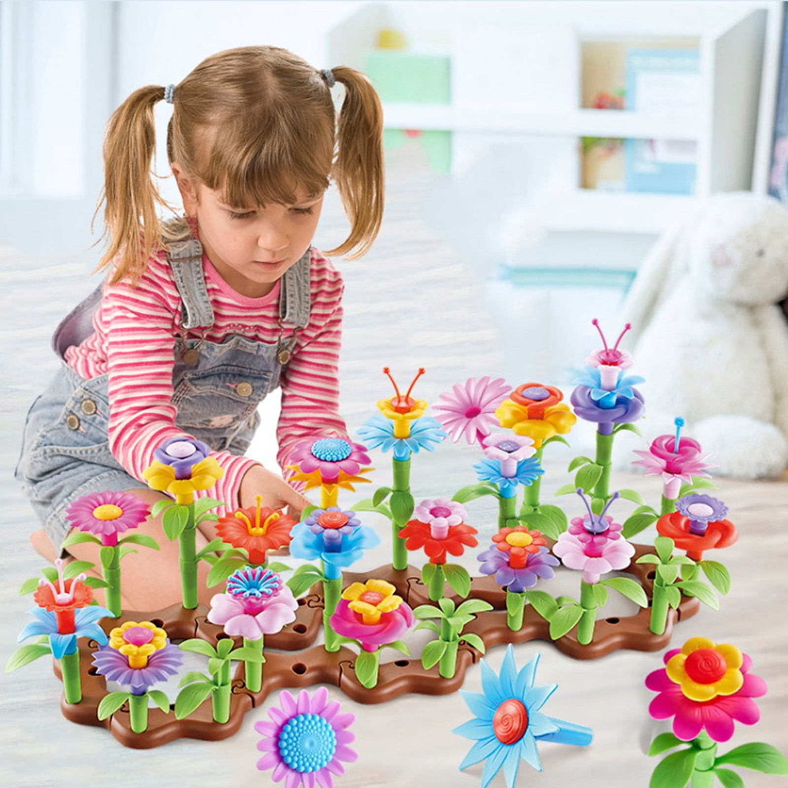 EGNMCR Children's Assembling Garden Changing Small Garden DIY Set With Building Blocks Flower Arrangement Assembling And Building Toys For Girls And Boys Plastic Building Suits