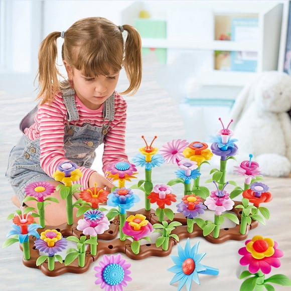 WSBDENLK Jardin d'Assemblage pour Enfants, Petit Jardin Bricolage en Évolution Continue avec Blocs de Construction, Arrangement Floral Jouets d'Assemblage et de Construction pour Filles et Garçons Cadeaux Enfants Liquidation