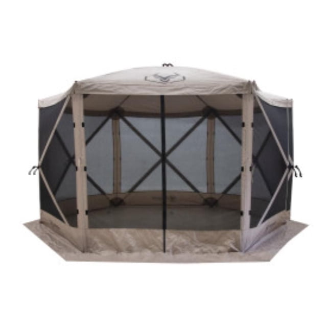 Gazelle Gazebo G6 à Six Côtés, Auvent Escamotable avec Toit beige et Murs en Maille Noire, Doté d'Un design en Moyeu pour une Installation Rapide et Sans Pièces Détachables, Offrant de l'Ombre Extérieure et des Sièges pour jusqu'à Huit Personnes, Convient au camping Ou à l'Utilisation dans la Cour Arrière.