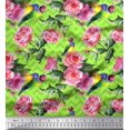 thumbnail image 1 of Soimoi Poly Georgette Fabric Bird,Leaves & Rose Floral Print Fabric by the Yard 42 Inch Wide, 1 of 3