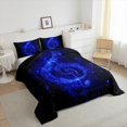 thumbnail image 3 of Musical Note Comforter Set,Fashion Romantic Glitter Music Theme Bedding Set for Adults Living Room,Starry Blue Sequins Print (Not Real) Chic Quilt Set 3 Pcs with 2 Pillowcases,King, 3 of 6