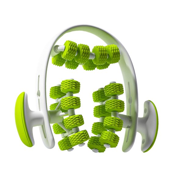 Siruishop 24 Wheel Muscle Roller Circle with Handle Massaging Tool for Body Thigh Yoga Green