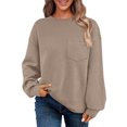 thumbnail image 1 of Chandail en Molleton Ultra Doux Texturé pour Femmes Col Rond Manches Longues Tuniques Blouses avec Poches Confort Décontracté Athlétique Chandail Blouses Tenues Automne Hiver, 1 of 7