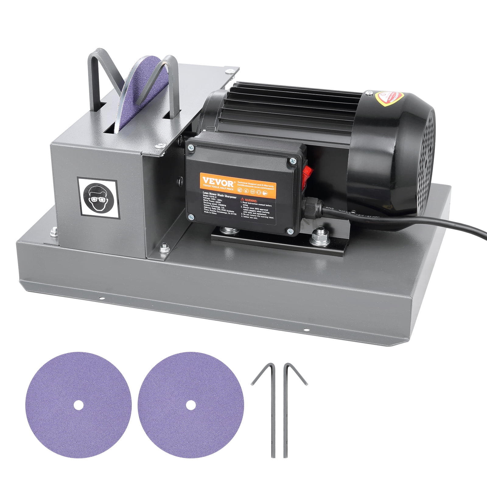 VEVOR Aiguiseur de lame de tondeuse à gazon, 2/3HP 500W meuleuse de lame de tondeuse avec roue de meulage en céramique de 7 po, machine d'aiguisage de tondeuse puissante