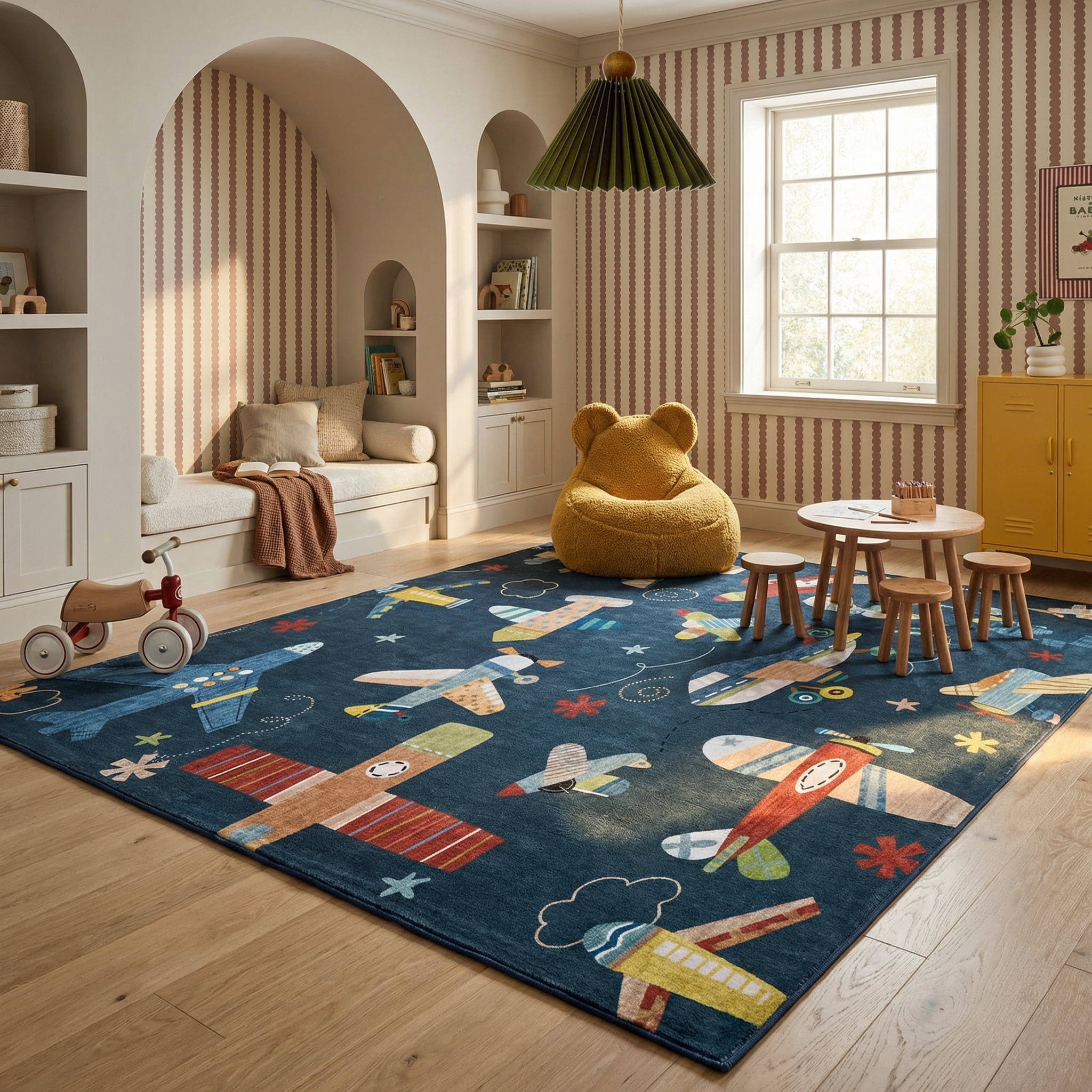 Tapis doux pour la zone de jeu Rug Branch Soft Steps, bleu marine - Salle de jeux, chambre d'enfant, chambre pour garcons et filles