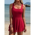 thumbnail image 3 of Charmo One Piece Swimdress for Womens Tummy Control Swimsuit Full Coverage Bathing Suit Modest Mesh Sheer Swim Skirt, 3 of 6