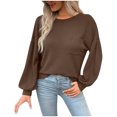 thumbnail image 1 of Timegard T-Shirts pour Femmes à Manches Longues à Col Rond Hauts Basiques Décontractés Confortables Blouses de Couleur Unie, 1 of 6