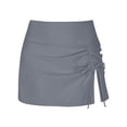 thumbnail image 4 of High Waisted Pleated Slit Drawstring Swim Skirt Shorts Exposure Double Layer Triangle Yoga Bottoms For Women, 4 of 4