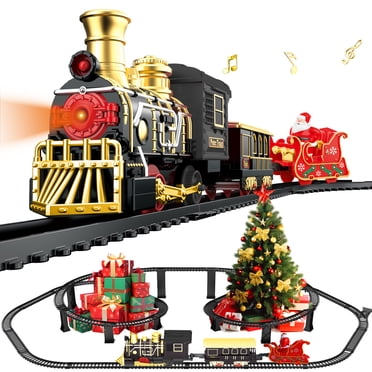 UFULMN Ensemble de Train Électrique avec Voies Surélevées 3D Mode Silencieux Train de Noël Maximum Recommandé Âge 3+ pour Enfants Matériau