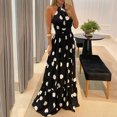 thumbnail image 1 of Heliisoer Women Tropical Print Halter Backless Maxi Beach Dress, 1 of 4