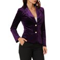 thumbnail image 4 of INSPIRE CHIC Blazer en Velours Vintage pour Femme, Revers Cranté, devant Boutonné, Veste de Bureau, S Violet, 4 of 8