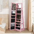 thumbnail image 4 of Costway 360° Rotatable Jewelry Cabinet Armoire 2-in-1 Lockable Mirrored Pink, 4 of 9