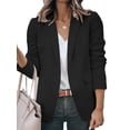 thumbnail image 1 of Innerwin Blazers Solid Color Women Cardigan Jacket Work Shawl Neck Slim Fit Business Jackets Black S, 1 of 7