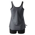 thumbnail image 5 of RKSTN Tankini Swimsuits for Women Summer Fashion Solid ColorConservative Two Piece Set Bathing Suits with Boyshorts Loose Plus Size Round Neck Sleeveless Pleated Swimsuits, 5 of 5