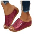 thumbnail image 5 of IUJSOY Womens Sandals Comfortable Platform Wedge Sandals Retro Pattern Slip on Summer Slippers, 5 of 5