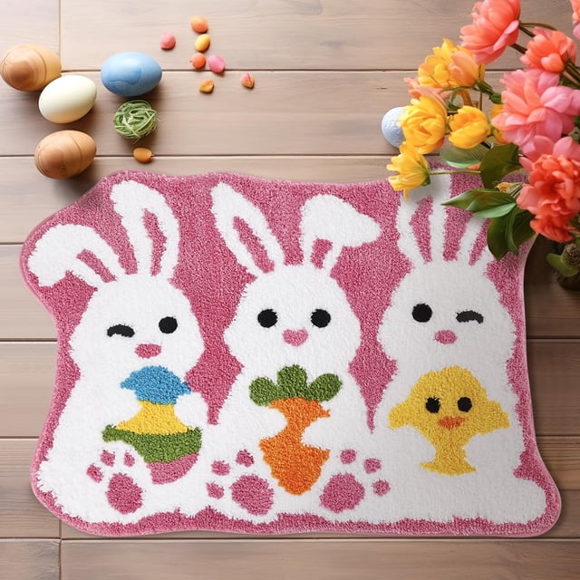 Yhmxh Bathroom Rugs Easter Bath Mat Non-Slip Mat Washable Carpet Absorbent Bath Mat Door Mat Bedroom Living Room Soft Tufted Carpet Bathroom Decoration Easter Decoration Living Room Rug Bath Mat