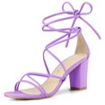 thumbnail image 1 of BLISSFUL STEP Women's Open Toe Strappy Lace Up Block Heel Sandals, 1 of 7