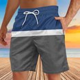 thumbnail image 4 of Plebaso Men's Beach Shorts Color Block Drawstring Casual Shorts Trendy Summer Vacation Shorts for Men, 4 of 4