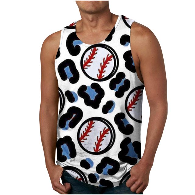 LSLJS Débardeurs de Baseball pour Hommes Été Décontractés Sans Manches T-Shirts Amusants Débardeurs Graphiques de Baseball