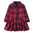 thumbnail image 1 of PMVFHDE Robes pour Filles - Robe pour Enfants avec Ceinture Rayée à Carreaux Décontractée à Manches Longues pour Filles Usage Quotidien Rose Vif, 7-8 Ans, 1 of 9