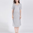thumbnail image 2 of SDNall Robe à Manches Longues Femmes Couleur Unie Ample Vêtement Femme Enceinte Robe à Manches Courtes Chemise de Nuit Robe à Manches Courtes,Robe à Manches Courtes,Robe avec Manches, 2 of 7