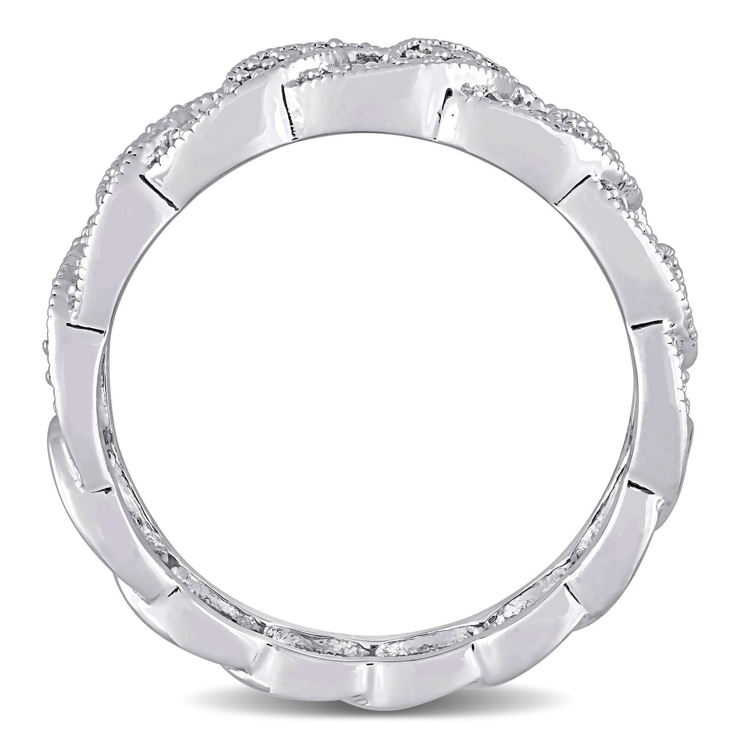 Bague ovale à maillons de Miabella avec 1/10 carat poids total de diamants en argent sterling