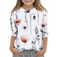 thumbnail image 1 of Rbaofujie T-Shirts Graphiques pour Fille Imprimé Floral Manches Courtes Col Rond T-Shirts Hauts, 1 of 5