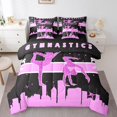 thumbnail image 1 of YST Girly Gymnastics 7pcs Comforter Set Black Pink Bed in a Bag, Full, 1 of 4