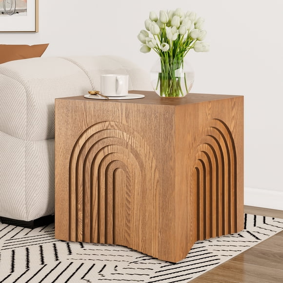 Farmhouse End Table Sofa Wood Side Table Small Accent Coffee Table For Small Spaces, Living Room, Bedroom No Assembly