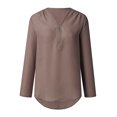 thumbnail image 3 of RKSTN Women Ladies Zipper Button Long Sleeves Loose Chiffon Shirt Clothing, 3 of 6