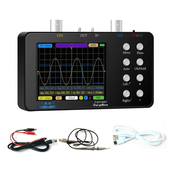 Labymos Compact Portable Digital Oscilloscope 50M Sampling Rate 10M Analogue Bandwidth Handheld Current Oscilloscope Cellphone