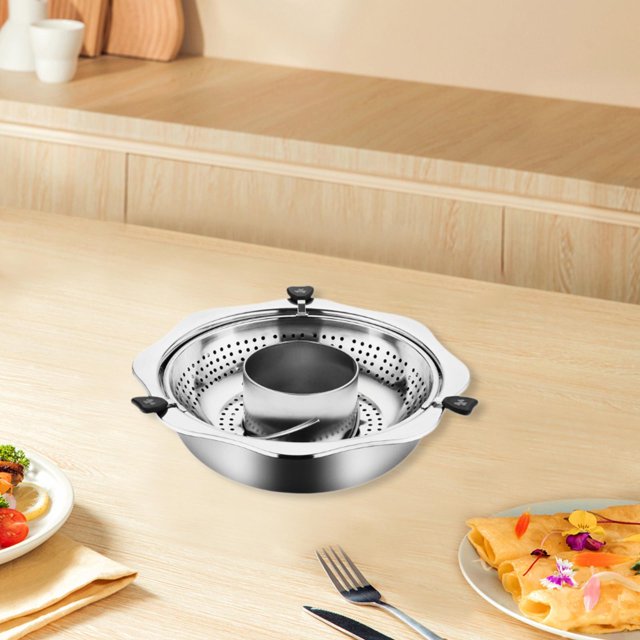 Elodie Hot Pot Cooker Lifting Chafing Dish Basin for Party Kitchen Family Gathering 34cm No punching