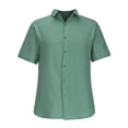thumbnail image 4 of cfhntfmh Mens Button down Shirts Solid Summer Beach Vacation Tops Cotton Linen Short Sleeve Shirts, 4 of 4