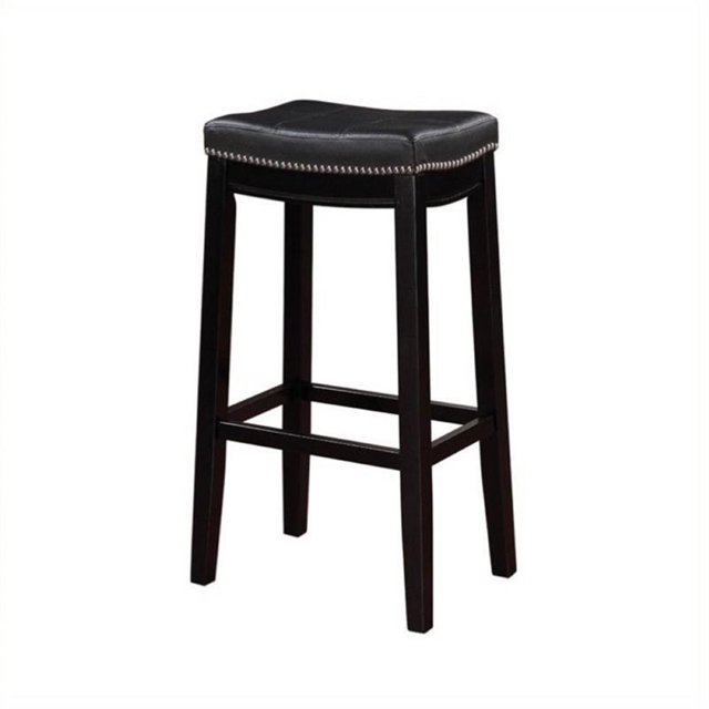 Hawthorne Collection 30" Faux Leather Bar Stool in Black