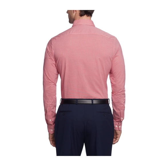 Tommy Hilfiger Chemise Habillée pour Homme à Col Boutonné en Vichy, Coupe Ajustée, Sans Repassage, Lava, Encolure 17 Pouces Manche 34 Pouces-35 Pouces