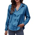 thumbnail image 2 of Innerwin Tops Lapel Neck Women Shirts Work Button Down Single Breasted Blouse Blue XL, 2 of 7