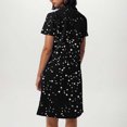 thumbnail image 4 of VEKDONE Robe Mode pour Femmes à Pois, Col en V, Manches Courtes, Ample et Confortable, Noir, P, 4 of 6