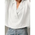thumbnail image 4 of Blouse Décontractée Habillée pour Femmes, Manches Courtes, Col en V, Chemise de Travail Blanche m, 4 of 8