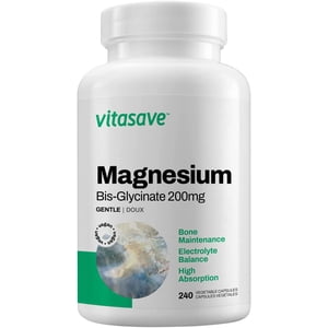 Vitasave Pure Magnesium Bis-Glycinate 200mg | 240 Capsules - Highest Potency - Superior Absorption - Maintain Healthy Bones and Teeth - Promote Relaxation & Sleep - Magnesium Glycinate Supplement