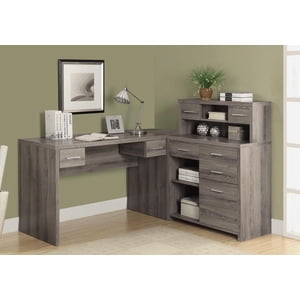 Monarch Specialties Computer Desk, Home Office, Corner, Left, Right Set-up, Storage Drawers, L Shape, Work, Laptop, Laminate, Brown, Contemporary, Modern