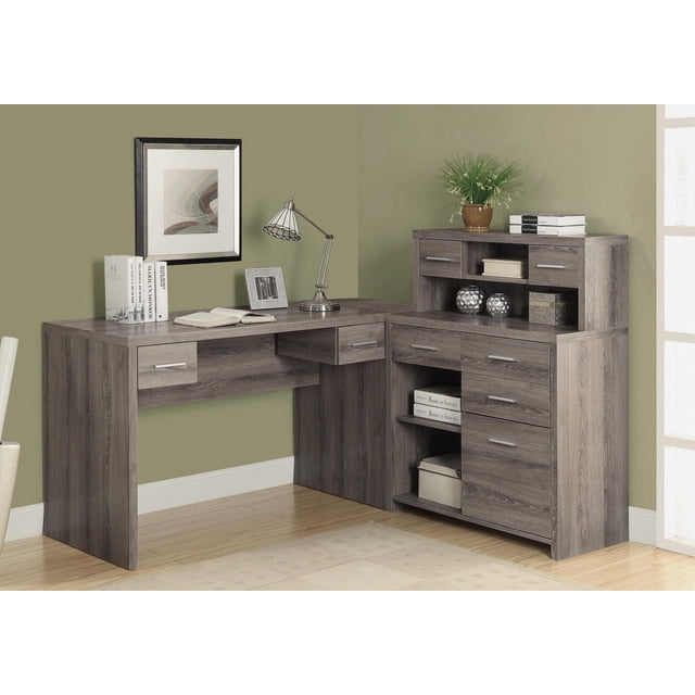 Monarch Specialties Computer Desk, Home Office, Corner, Left, Right Set-up, Storage Drawers, L Shape, Work, Laptop, Laminate, Brown, Contemporary, Modern