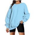 thumbnail image 2 of Jienlioq Femmes Manches Longues Liquidation Mode Femme Manches Longues Col Rond Chandail en Molleton Ample Blouse Unie Hauts Sélection Flash, 2 of 6