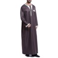 thumbnail image 4 of Penkiiy Long Shirt for Men Men's Muslim Robe Arab Middle Robe Pattern Embroidery Long Sleeve Standing Neck Pocket Long Shirt Fashion Casual Robe Coffee Shirts, 4 of 7