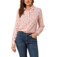 thumbnail image 1 of INSPIRE CHIC Chemise Boutonnée pour Femme à Petites Fleurs à Manches Longues Col en Pointe Haut de Bureau S Rose Pâle, 1 of 8