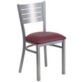thumbnail image 1 of HERCULES Series Silver Slat Back Metal Restaurant Chair - Burgundy Vinyl Seat, 1 of 6