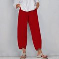thumbnail image 1 of RXIRUCGD Capris d'Été Confortables et Amples pour Femmes, Couleur Unie, Rouge, Taille : 4TG, 1 of 5