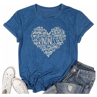 LUOGENLI Female T-shirts for Womens Ladies Fashion Casual Printed Short Sleeve T Shirt Top 1 4xl Womens T-shirts Graphic Tees Valentines Womens T-shirts Graphic Tees xxl Tall St. Patrick's Day Blue M