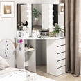 thumbnail image 3 of Costway Coiffeuse d'Angle Station de Maquillage avec Miroir DEL et Prises de Courant Blanc, 3 of 9