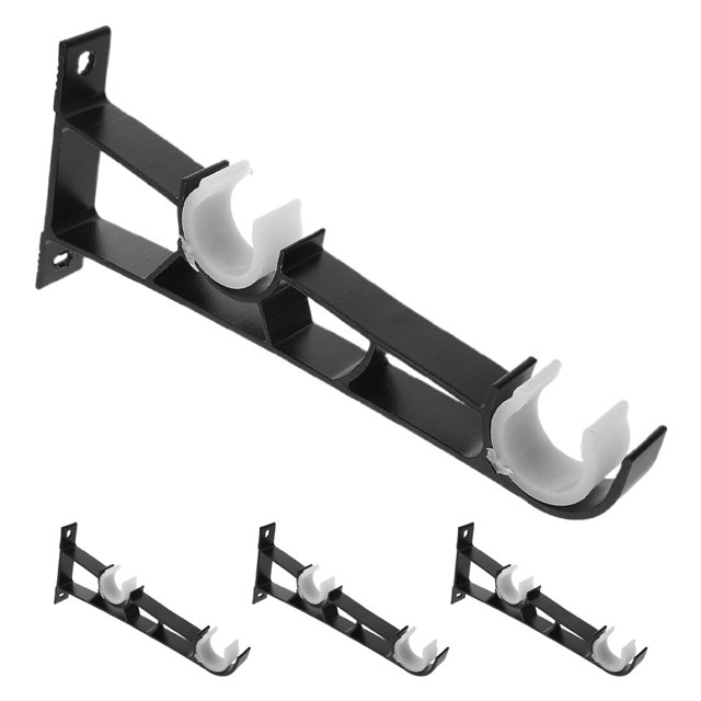 4pcs Double Curtain Rod Brackets Curtain Rod Holders For Wall Mount Support Hanger Double Rod Curtain Rod Hook Curtain Rod Bracket