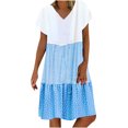 thumbnail image 1 of QIPOPIQ Robes pour Femmes Robe Midi à Manches Courtes à Étages Tendance Aguichant Décontractée Robes Robe d'Été Sans Manches Col Rond Unie Robe à Fente Offres 2023, 1 of 6